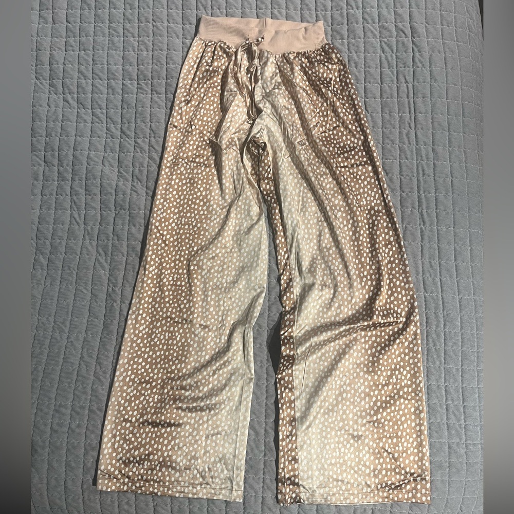 Bambi Deer Dot Print Satin Pajama Pants Az Small
